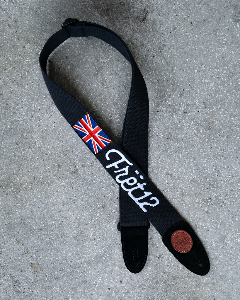 FRET12 SCRIPT LOGO BRITISH FLAG GUITAR STRAP