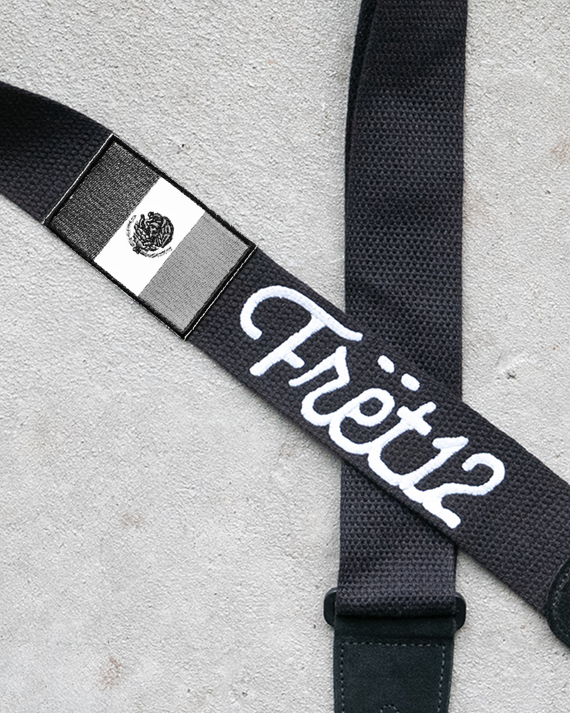 FRET12 SCRIPT LOGO - MONOCHROME MEXICO FLAG - GUITAR STRAP