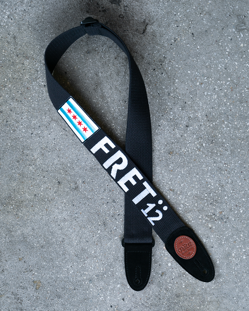 FRET12 CHICAGO FLAG GUITAR STRAP - BLOCK LOGO