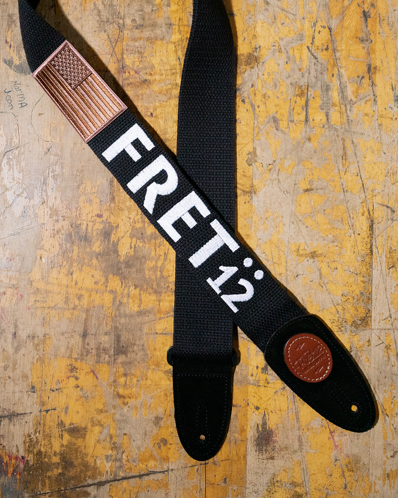 FRET12 OLD GLORY FLAG FADED GUITAR STRAP – BLOCK LOGO