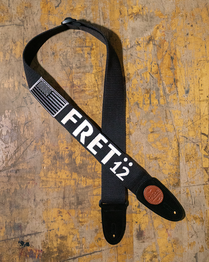 FRET12 OLD GLORY FLAG SILVER GUITAR STRAP - BLOCK LOGO