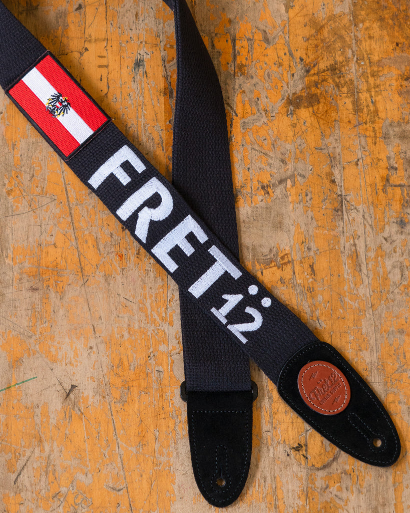 FRET12 AUSTRIA FLAG GUITAR STRAP - BLOCK LOGO