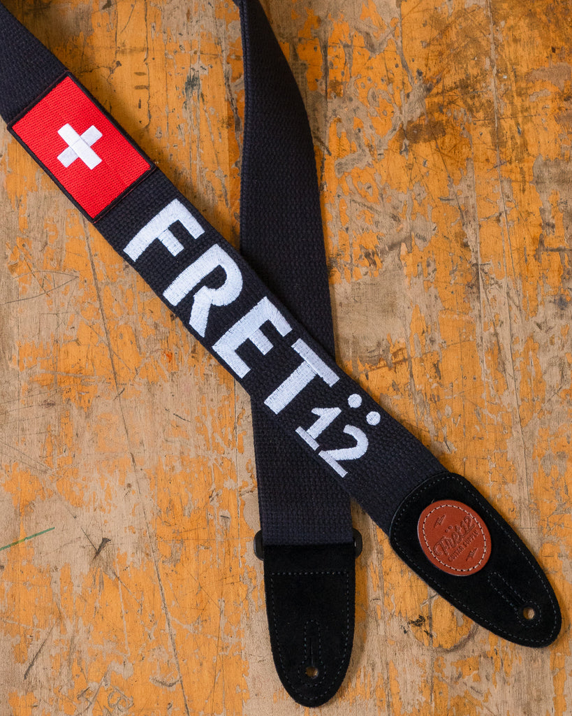 FRET12 SWITZERLAND FLAG GUITAR STRAP - BLOCK LOGO