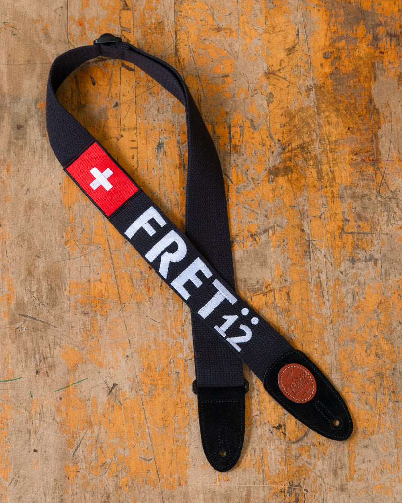 FRET12 SWITZERLAND FLAG GUITAR STRAP - BLOCK LOGO