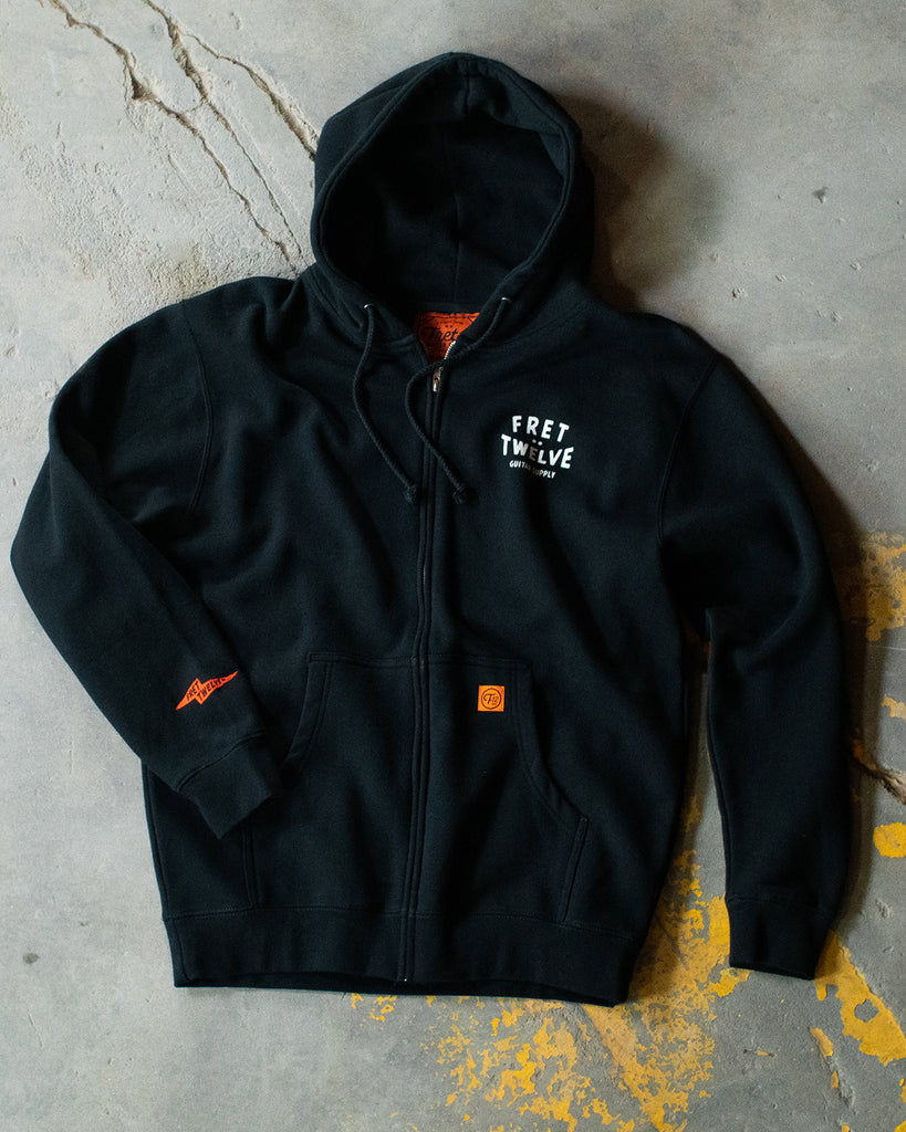 FRET12 ELECTRIC FLAG ZIP-UP HOODIE - BLACK