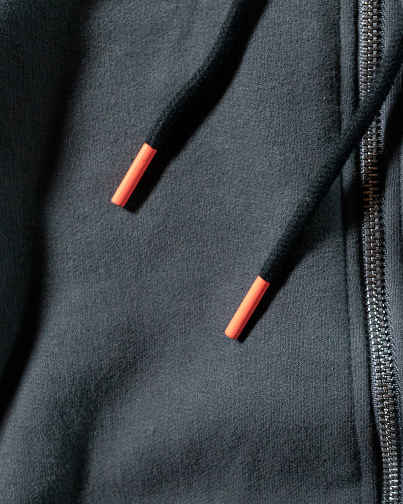 STRING THING ZIP-UP HOODIE - BLACK/GRAY