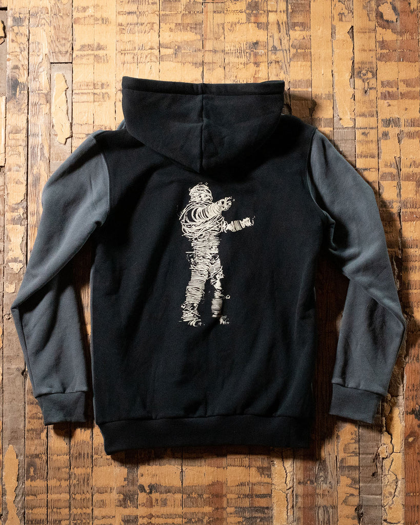 STRING THING ZIP-UP HOODIE - BLACK/GRAY